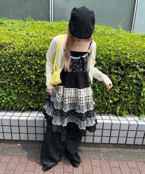WC（ダブル シー）の「パッチワークキャミワンピース（ワンピース・レディース・グリーン/ブラック・FREE）」の7枚目の写真