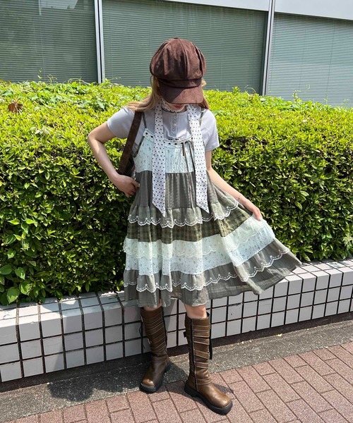 WC（ダブル シー）の「パッチワークキャミワンピース（ワンピース・レディース・グリーン/ブラック・FREE）」の13枚目の写真