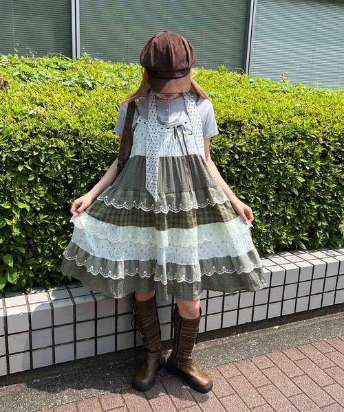 WC（ダブル シー）の「パッチワークキャミワンピース（ワンピース・レディース・グリーン/ブラック・FREE）」の14枚目の写真