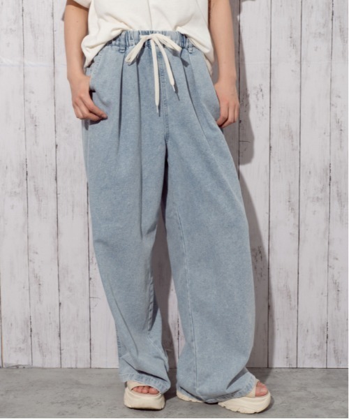 GORGE(ゴージ)の「《ウエストゴム・ドロスト仕様》イージーデニムワイドパンツ/カジュアル×ストリート/オールシーズン/全3色(その他パンツ・レディース・その他1/サックスブルー/チャコール・F)」の1枚目の写真