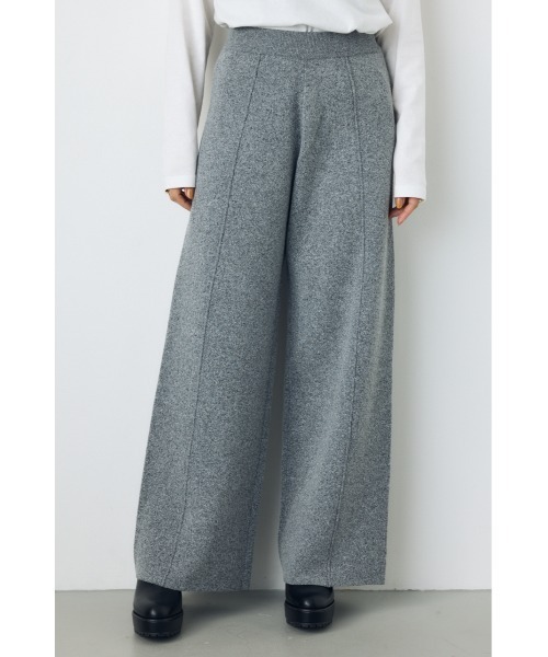 AZUL by moussy（アズールバイマウジー）の「洗濯OK♪【セットアップ対応】大人気シリーズ！格上げニットワイドパンツ 秋服 冬服　ウエストゴム　リラックス　ウォッシャブルニット（スラックス・レディース・ブラック/杢グレー/オフホワイト・MEDIUM/SMALL）」の3枚目の写真