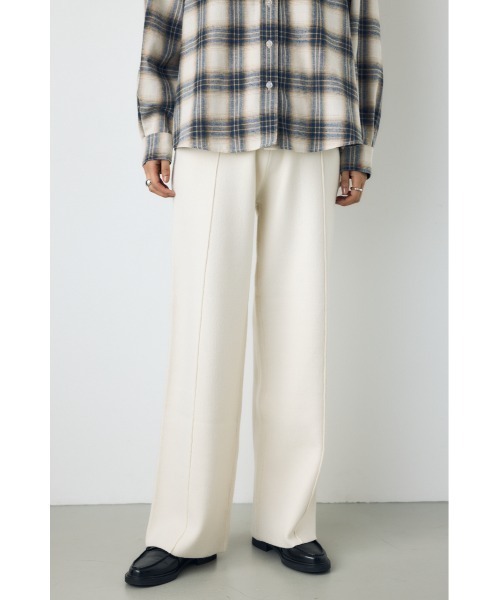 AZUL by moussy（アズールバイマウジー）の「洗濯OK♪【セットアップ対応】大人気シリーズ！格上げニットワイドパンツ 秋服 冬服　ウエストゴム　リラックス　ウォッシャブルニット（スラックス・レディース・ブラック/杢グレー/オフホワイト・MEDIUM/SMALL）」の5枚目の写真