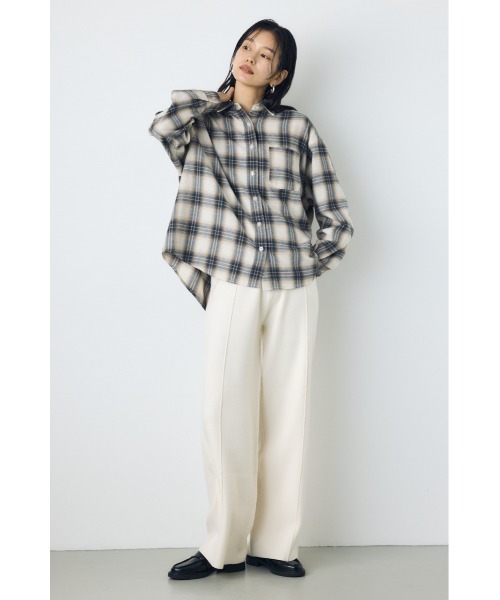 AZUL by moussy(アズールバイマウジー)の「洗濯OK♪【セットアップ対応】大人気シリーズ!格上げニットワイドパンツ 秋服 冬服 ウエストゴム リラックス ウォッシャブルニット(スラックス・レディース・ブラック/杢グレー/オフホワイト・MEDIUM/SMALL)」の12枚目の写真