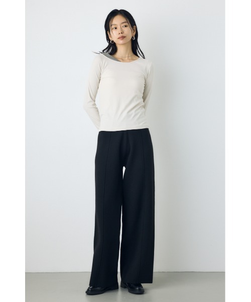 AZUL by moussy(アズールバイマウジー)の「洗濯OK♪【セットアップ対応】大人気シリーズ!格上げニットワイドパンツ 秋服 冬服 ウエストゴム リラックス ウォッシャブルニット(スラックス・レディース・ブラック/杢グレー/オフホワイト・MEDIUM/SMALL)」の20枚目の写真