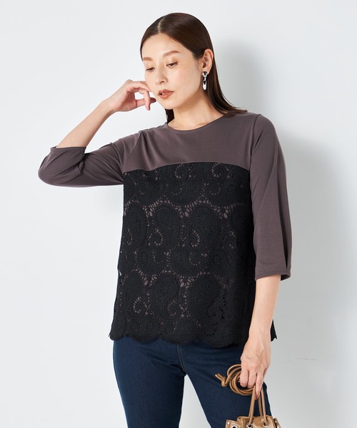 GALLORIA(ギャローリア)の「ビスチェフェイクプルオーバー(Tシャツ/カットソー・レディース・ブラック/ベージュ・LL/L/S/M)」の1枚目の写真