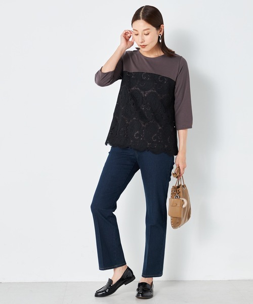 GALLORIA(ギャローリア)の「ビスチェフェイクプルオーバー(Tシャツ/カットソー・レディース・ブラック/ベージュ・LL/L/S/M)」の3枚目の写真