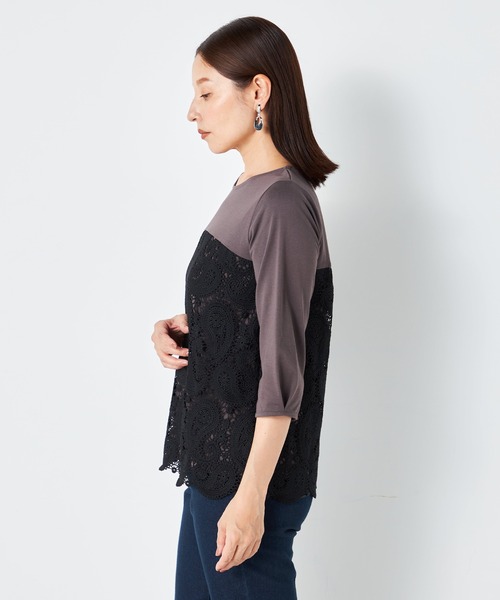 GALLORIA(ギャローリア)の「ビスチェフェイクプルオーバー(Tシャツ/カットソー・レディース・ブラック/ベージュ・LL/L/S/M)」の4枚目の写真