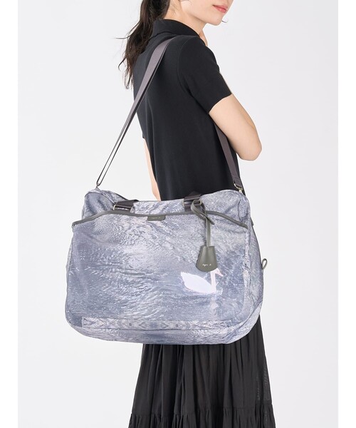agnes b.（アニエスベー）の「フォトプリント ナイロン 2way ラージ ボストンバッグ "My bag" RAT01R-01（ボストンバッグ・レディース・グリーン・FREE）」の3枚目の写真