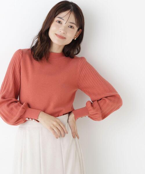 NATURAL BEAUTY BASIC(ナチュラルビューティーベーシック)の「プリーツスリーブニット(ニット/セーター・レディース・グレー/ネイビー/オフホワイト/ピンク・FREE)」の4枚目の写真