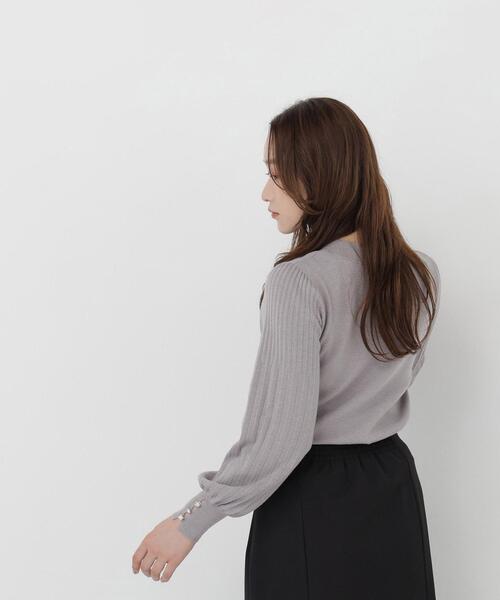 NATURAL BEAUTY BASIC(ナチュラルビューティーベーシック)の「プリーツスリーブニット(ニット/セーター・レディース・グレー/ネイビー/オフホワイト/ピンク・FREE)」の18枚目の写真
