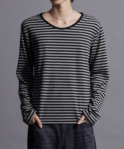 Loose/ルース(ルース)の「アソートUネックサーマルロンT(Tシャツ/カットソー・メンズ・グレー系/ブラック/オフホワイト/ワイン/杢グレー/ホワイト系・L/S/M)」の5枚目の写真