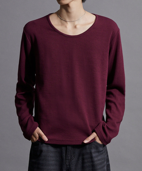 Loose/ルース(ルース)の「アソートUネックサーマルロンT(Tシャツ/カットソー・メンズ・グレー系/ブラック/オフホワイト/ワイン/杢グレー/ホワイト系・L/S/M)」の6枚目の写真