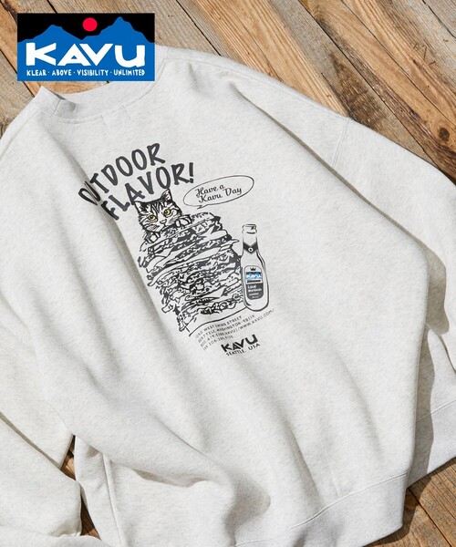 KAVU(カブー)の「KAVU/カブー 限定展開 KAVU×FREAK'S STORE / カブ― 別注 デザイン刺繍 クルーネック スウェット / Burger Cat(Tシャツ/カットソー・メンズ・スミクロ/グレイッシュベージュ/ネイビー/アッシュグレー・SMALL/MEDIUM/LARGE)」の6枚目の写真