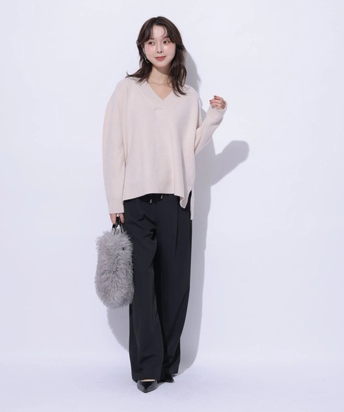 Mystrada（マイストラーダ）の「リラックスパンツ（その他パンツ・レディース・ブラック/オフホワイト/モカ・38/36）」の5枚目の写真