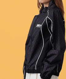 ウエーブ切替ブルゾン ナイロンジャケット スタンドネック ライン 総柄 ドット柄 刺繍 配色 バイカラー パイピング ライトアウター アウトドア メンズ レディース 2026年秋冬 秋服 冬服