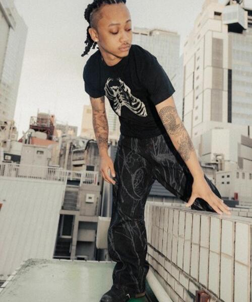 L.H.P(エルエイチピー)の「NoRemid/ノーリミッド/LHP別注Leather Pattern Denim Pants(デニムパンツ・レディース・ブラック/その他4・S/M/L)」の1枚目の写真