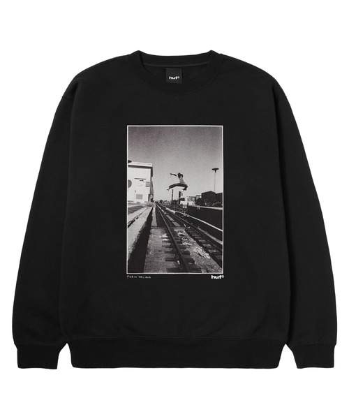 HUF(ハフ)の「TAKING THE LEAP CREW(スウェット・メンズ・ブラック/ダークグリーン・L/M/S/XL)」の1枚目の写真