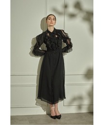 Sheer Cascade Shirt One-piece シアーラッフルシャツワンピース