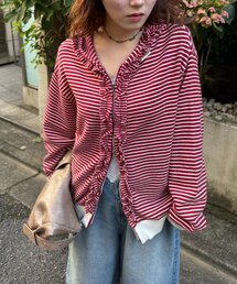 w closet | ボーダーフーディーニット(パーカー)