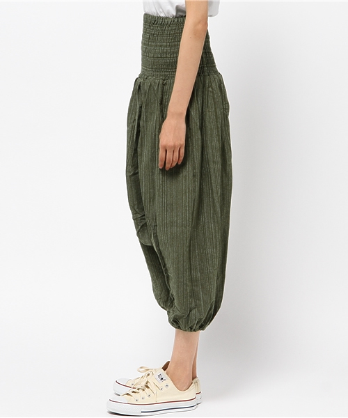 ダークグリーン ストライプ サルエルパンツ チチカカ（チチカカ）の「ストライプサルエルパンツ（その他パンツ