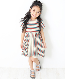 devirock | ウエスト切替先染めボーダー半袖ワンピース(ワンピース)