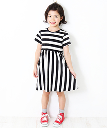 devirock | ウエスト切替先染めボーダー半袖ワンピース(ワンピース)