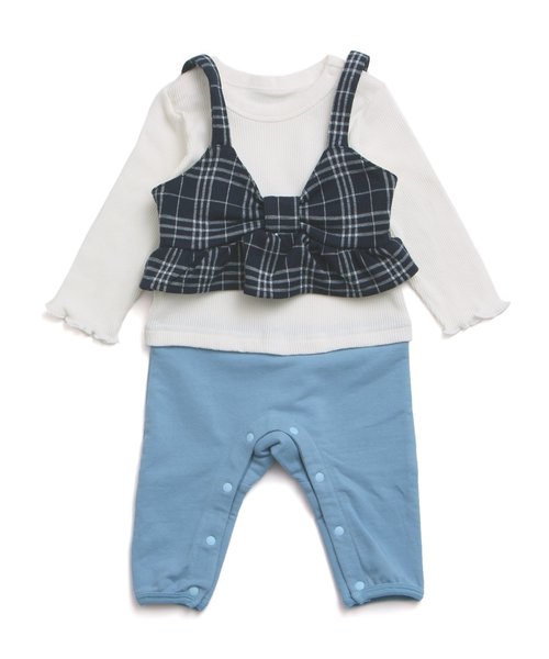 apres les cours(アプレレクール)の「ビスチェ付きカバーオール(ロンパース・キッズ・ブルー/グレー・70/80)」の1枚目の写真