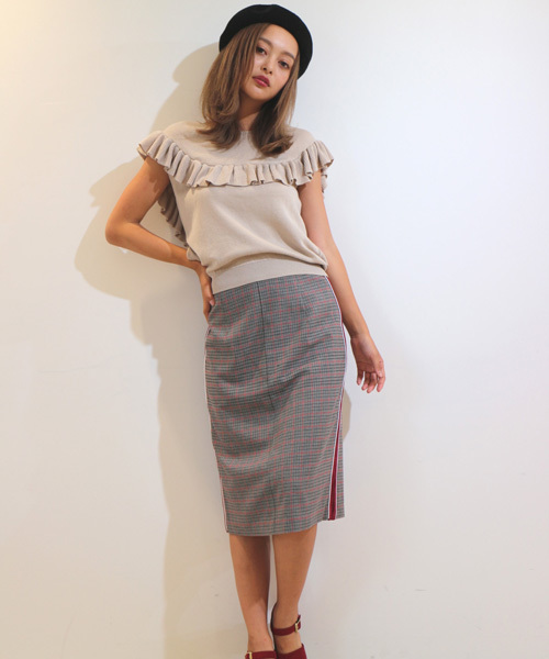 FREE'S MART（フリーズマート）の「◆サイドラインチェックペンシルスカート（スカート・レディース・グレー系その他/ホワイト系その他・MEDIUM/SMALL）」の10枚目の写真