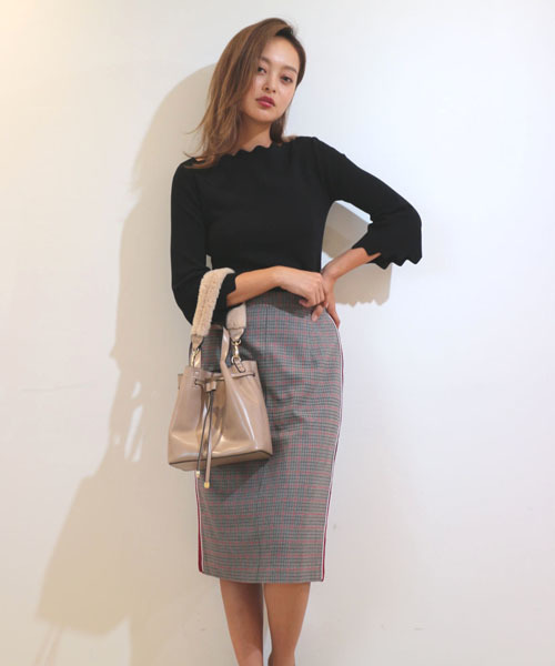 FREE'S MART（フリーズマート）の「◆サイドラインチェックペンシルスカート（スカート・レディース・グレー系その他/ホワイト系その他・MEDIUM/SMALL）」の13枚目の写真