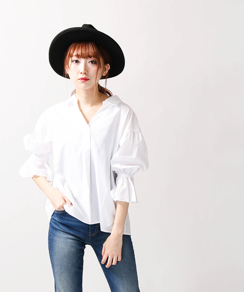 WEGO(ウィゴー)の「WEGO/キャンディスリーブ7分袖シャツ(シャツ/ブラウス・レディース・パープル/ホワイト/ブラック・LARGE/MEDIUM)」の6枚目の写真