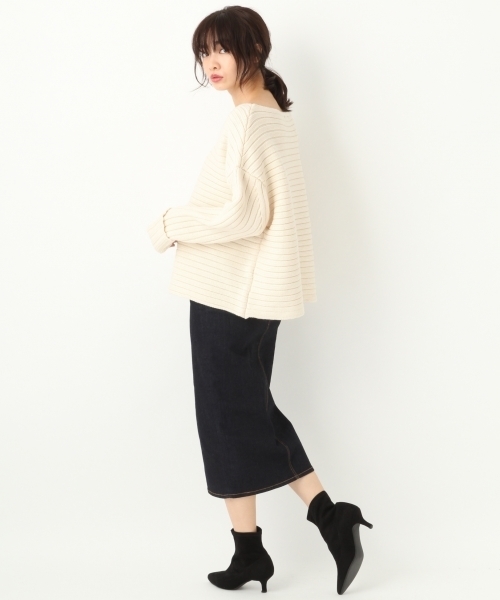 A part by（アパートバイ）の「3GAWワイドリブニットBN/PO 773016 （ニット/セーター・レディース・ブラック/オフホワイト/オレンジ・FREE）」の5枚目の写真