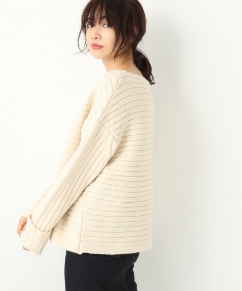 A part by（アパートバイ）の「3GAWワイドリブニットBN/PO 773016 （ニット/セーター・レディース・ブラック/オフホワイト/オレンジ・FREE）」の6枚目の写真