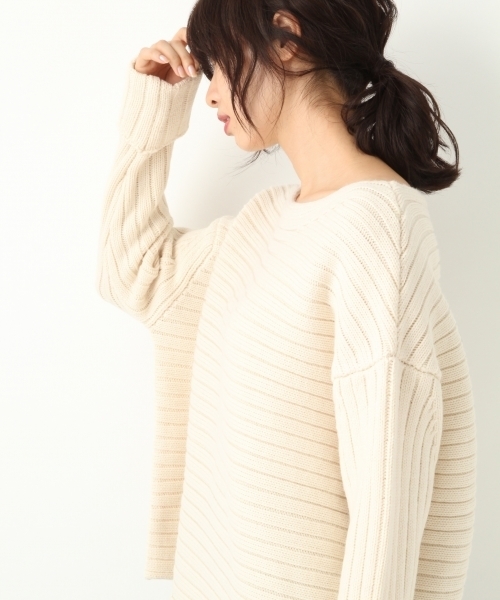 A part by（アパートバイ）の「3GAWワイドリブニットBN/PO 773016 （ニット/セーター・レディース・ブラック/オフホワイト/オレンジ・FREE）」の7枚目の写真