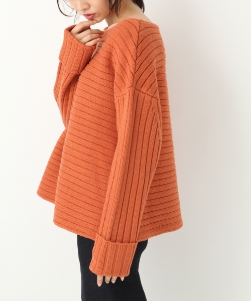 A part by（アパートバイ）の「3GAWワイドリブニットBN/PO 773016 （ニット/セーター・レディース・ブラック/オフホワイト/オレンジ・FREE）」の8枚目の写真