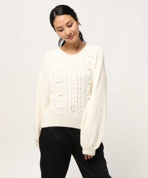 earth music&ecology（アースミュージックアンドエコロジー）の「・ポップコーンモールニットプルオーバー（ニット/セーター・レディース・アイボリー/ライトグレー/ブラック/ラベンダー・FREE）」の8枚目の写真