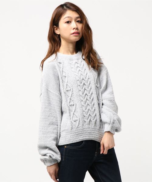 earth music&ecology（アースミュージックアンドエコロジー）の「・ポップコーンモールニットプルオーバー（ニット/セーター・レディース・アイボリー/ライトグレー/ブラック/ラベンダー・FREE）」の3枚目の写真