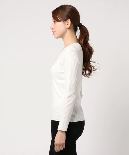 ♢美品♢ RIVE DROITE リヴドロワ Vネックニット ゆったり ベージュ デコルテを美しく見せる絶妙なVネック】Vネックワイドニット