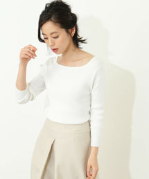 NATURAL BEAUTY BASIC | ◆ファインゲージリブ七分袖ニット(ニット/セーター)