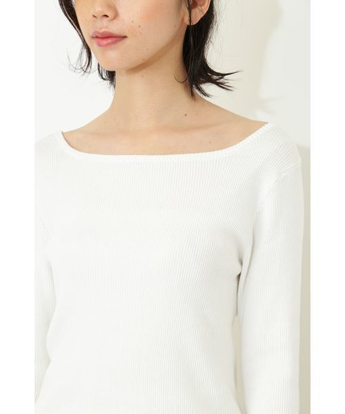 NATURAL BEAUTY BASIC（ナチュラルビューティーベーシック）の「◆ファインゲージリブ七分袖ニット（ニット/セーター・レディース・ブラック/ネイビー/ブルー/ホワイト系その他/グレー/レッド・MEDIUM）」の9枚目の写真