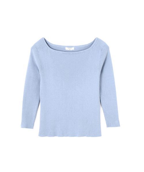 NATURAL BEAUTY BASIC（ナチュラルビューティーベーシック）の「◆ファインゲージリブ七分袖ニット（ニット/セーター・レディース・ブラック/ネイビー/ブルー/ホワイト系その他/グレー/レッド・MEDIUM）」の19枚目の写真