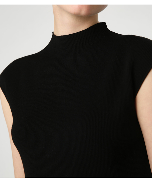 RIM.ARK ノースリーブ ニットトップス 黒 レディース 春夏 Fringe N/S knit tops フリンジノースリーブニットトップス