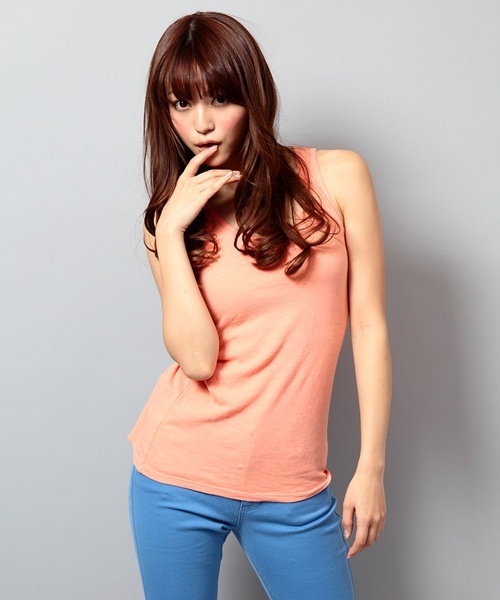 WEGO（ウィゴー）の「WEGO/カラータンクトップ（タンクトップ・レディース・ブラック/杢グレー/ライム/ブルー/ピンク/オレンジ/ライトパープル・FREE）」の7枚目の写真