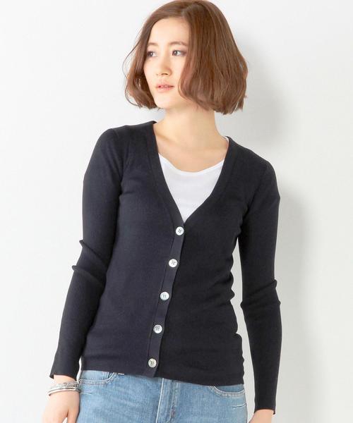 UNITED ARROWS（ユナイテッドアローズ）の「○UAB シルクリブVネック カーディガン◆（カーディガン/ボレロ・レディース・ホワイト/ブラック/ライトグレー/ベージュ/ネイビー/ワインレッド/ピンク/その他1/ライトピンク/その他4/その他5・38/40）」の5枚目の写真