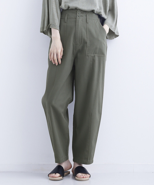 MERLOT（メルロー）の「コットンツイルミリタリーパンツ003-7527（カーゴパンツ・レディース・ベージュ/ピンク/カーキ/ネイビー/ブラック・FREE）」の3枚目の写真