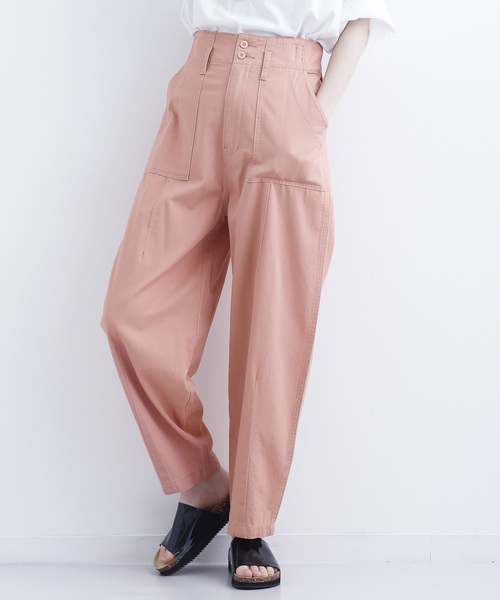 MERLOT（メルロー）の「コットンツイルミリタリーパンツ003-7527（カーゴパンツ・レディース・ベージュ/ピンク/カーキ/ネイビー/ブラック・FREE）」の5枚目の写真