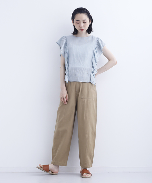 MERLOT（メルロー）の「コットンツイルミリタリーパンツ003-7527（カーゴパンツ・レディース・ベージュ/ピンク/カーキ/ネイビー/ブラック・FREE）」の22枚目の写真