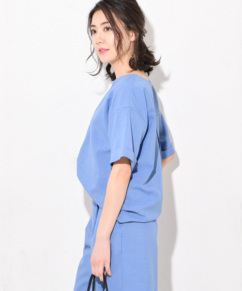 RIVE DROITE（リヴドロワ）の「麻調合繊Vネックブラウス（シャツ/ブラウス・レディース・ライトブルー/ベージュ/ネイビー/グリーン・FREE）」の7枚目の写真