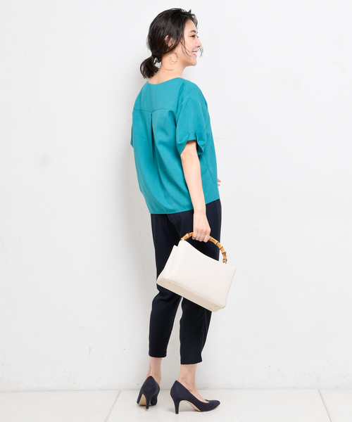 RIVE DROITE（リヴドロワ）の「麻調合繊Vネックブラウス（シャツ/ブラウス・レディース・ライトブルー/ベージュ/ネイビー/グリーン・FREE）」の13枚目の写真