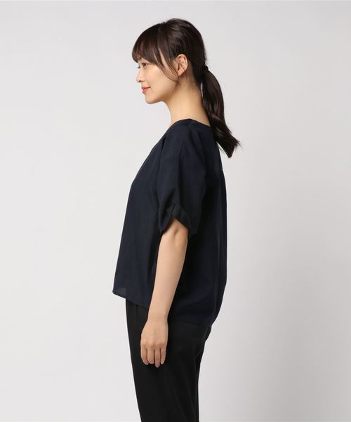 RIVE DROITE（リヴドロワ）の「麻調合繊Vネックブラウス（シャツ/ブラウス・レディース・ライトブルー/ベージュ/ネイビー/グリーン・FREE）」の5枚目の写真