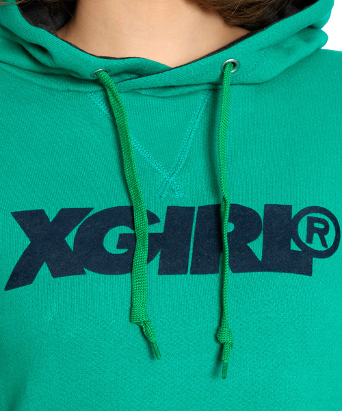 X-girl（エックスガール）の「SLANTED LOGO HOODIE DRESS（ワンピース・レディース・ブラック/アッシュグレー/ピンク/グリーン/ネイビー・1/2）」の11枚目の写真